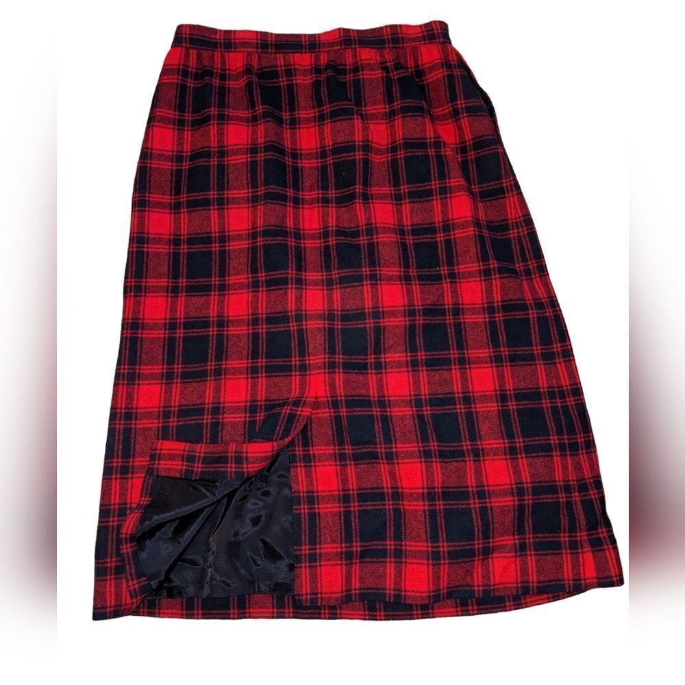 Pendleton vintage red and black buffalo plaid wool skirt size 12‎